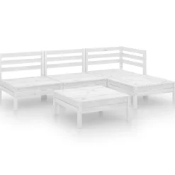 Best FinePRICE Puutarhan sohvasarja 5-osainen valkoinen täysi mänty (82633)
