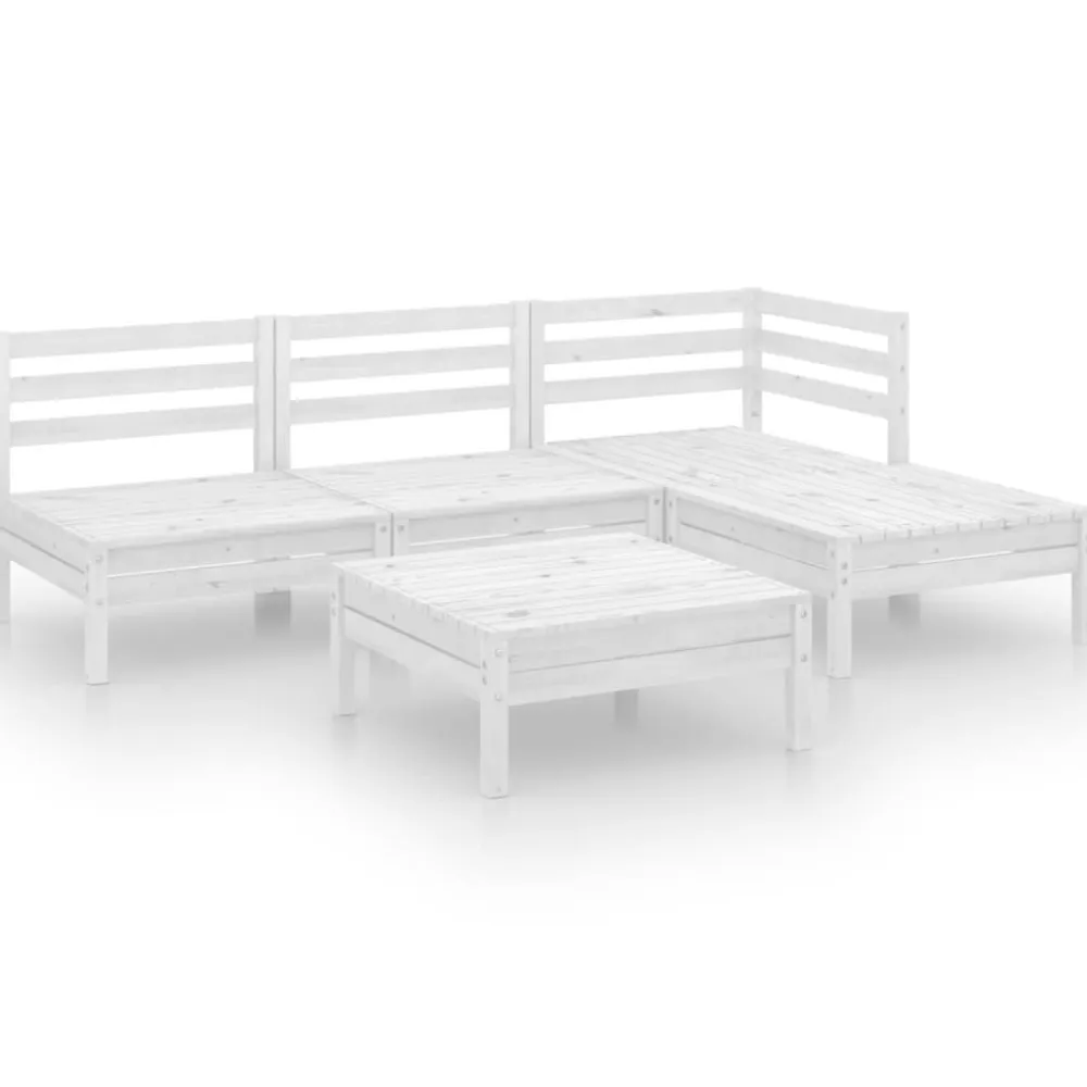 Best FinePRICE Puutarhan sohvasarja 5-osainen valkoinen täysi mänty (82633)