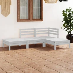 Discount FinePRICE Puutarhan sohvasarja 4-osainen valkoinen täysi mänty (82618)