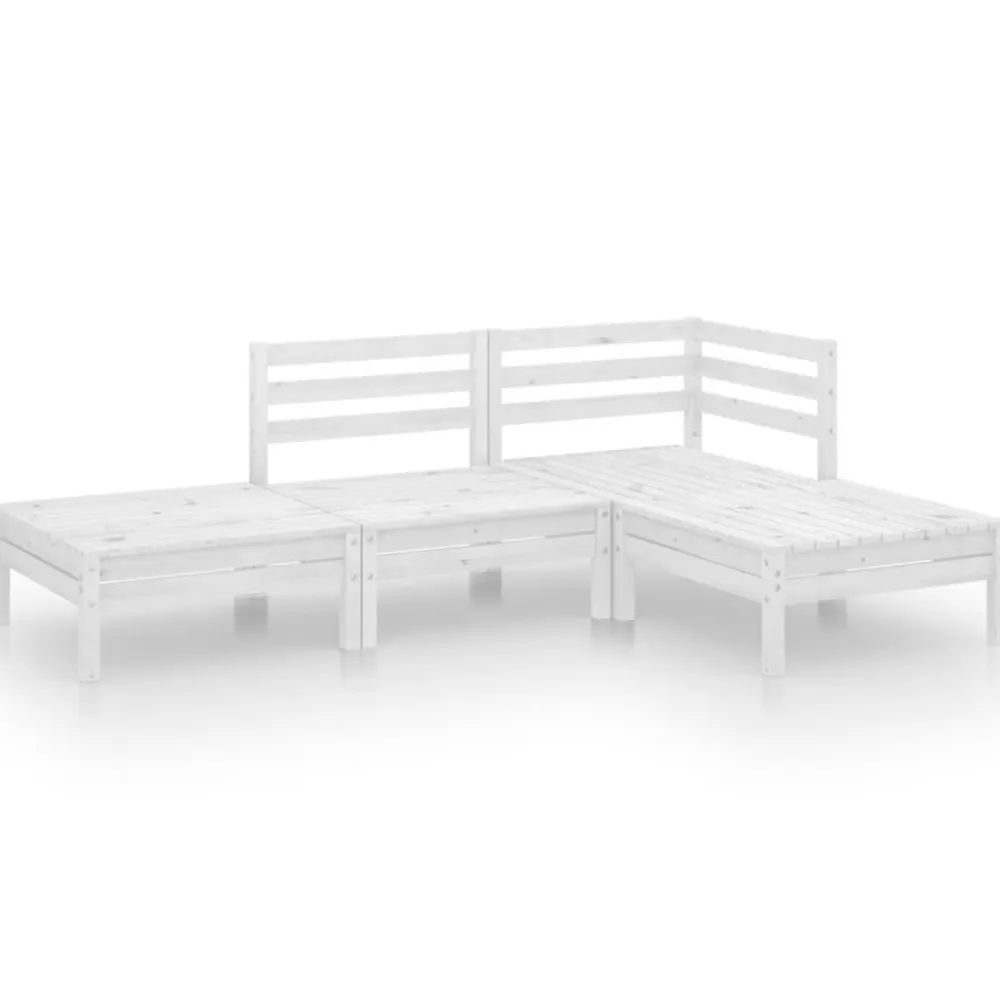 Discount FinePRICE Puutarhan sohvasarja 4-osainen valkoinen täysi mänty (82618)