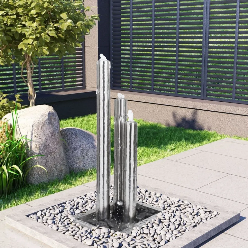 Outlet FinePRICE Puutarhan suihkulähde hopea 48x34x88 cm ruostumaton teräs