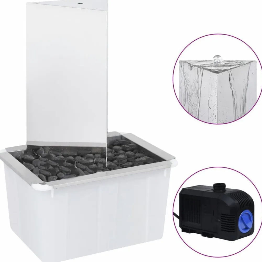 Online FinePRICE Puutarhan suihkulähde led:llä ruostumaton teräs 76 cm kolmio
