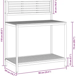 Sale FinePRICE Puutarhan työpöytä 90x50x110 cm täysi akasiapuu ja teräs (67619)