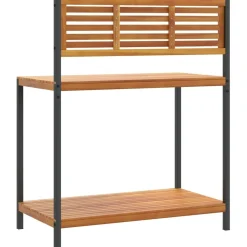 Sale FinePRICE Puutarhan työpöytä 90x50x110 cm täysi akasiapuu ja teräs (67619)