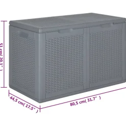 Outlet FinePRICE Puutarhan varastoarkku 90 l harmaa PP rottinki
