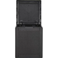 Outlet FinePRICE Puutarhan varastoarkku 90 l harmaa PP rottinki