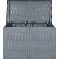 Outlet FinePRICE Puutarhan varastoarkku 90 l harmaa PP rottinki