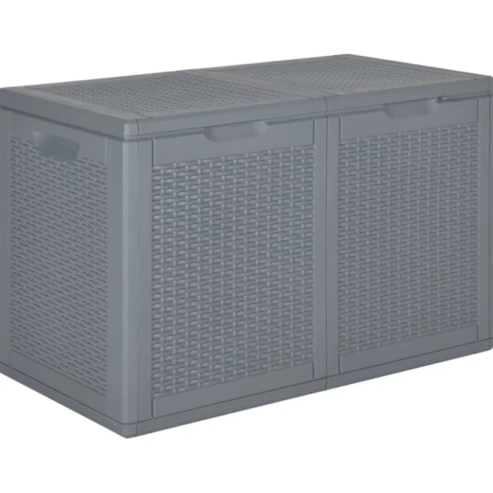 Outlet FinePRICE Puutarhan varastoarkku 90 l harmaa PP rottinki