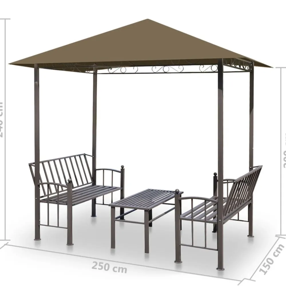 Best FinePRICE Puutarhapaviljonki pöydällä ja penkeillä 2,5x1,5x2,4m 180 g/m²