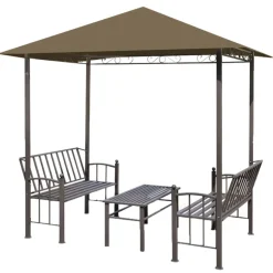 Best FinePRICE Puutarhapaviljonki pöydällä ja penkeillä 2,5x1,5x2,4m 180 g/m²
