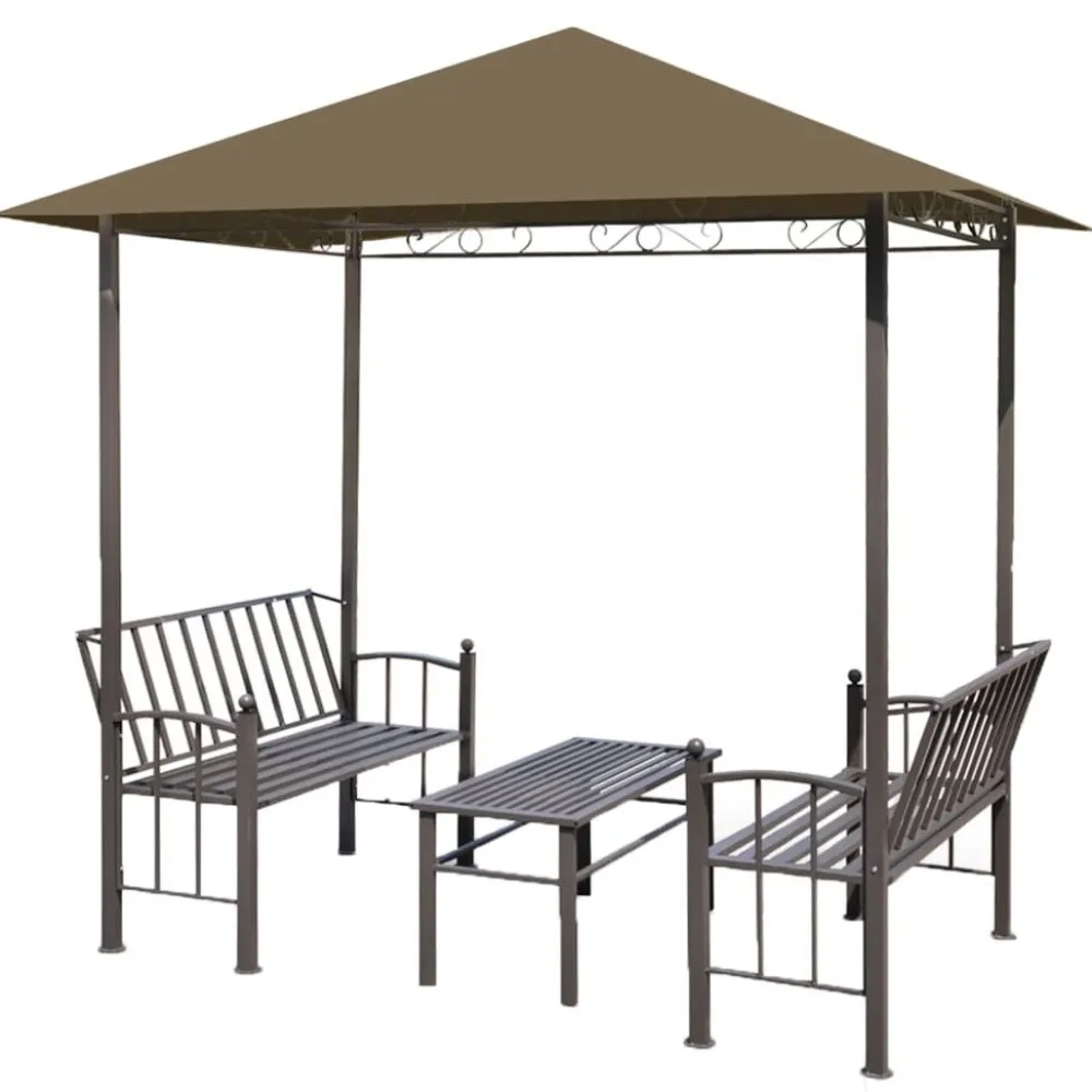 Best FinePRICE Puutarhapaviljonki pöydällä ja penkeillä 2,5x1,5x2,4m 180 g/m²