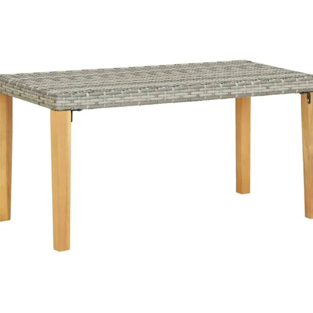 Online FinePRICE Puutarhapenkki 120cm harmaa polyrottinki ja täysi akaasiapuu
