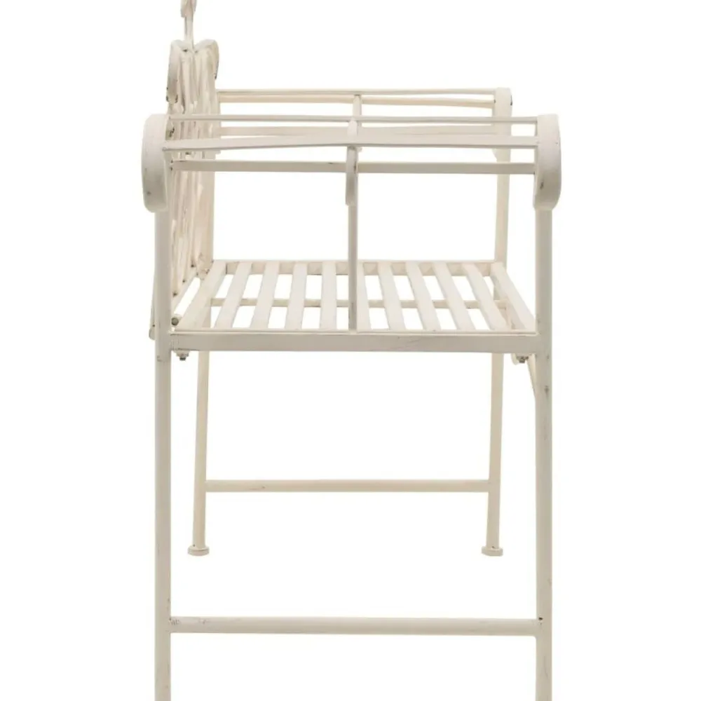 Best FinePRICE Puutarhapenkki 132 cm metalli antiikinvalkoinen