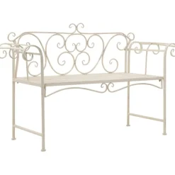 Best FinePRICE Puutarhapenkki 132 cm metalli antiikinvalkoinen