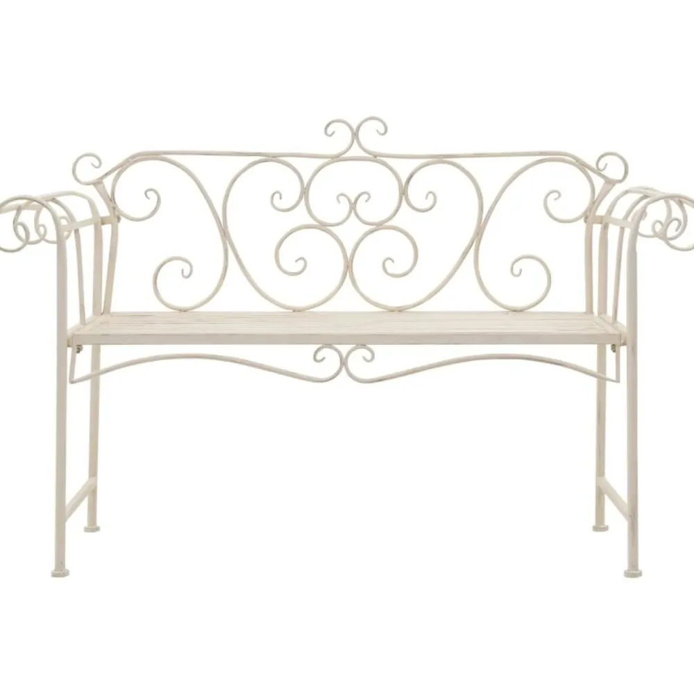 Best FinePRICE Puutarhapenkki 132 cm metalli antiikinvalkoinen