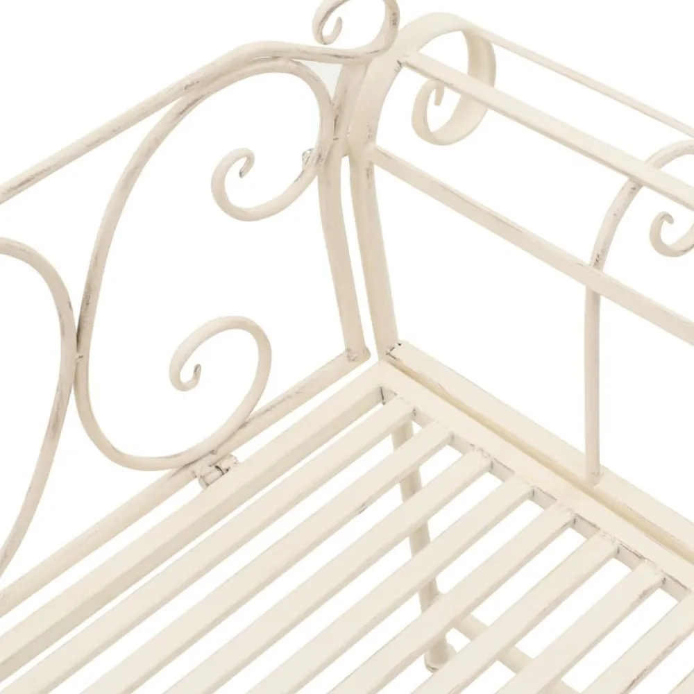 Best FinePRICE Puutarhapenkki 132 cm metalli antiikinvalkoinen
