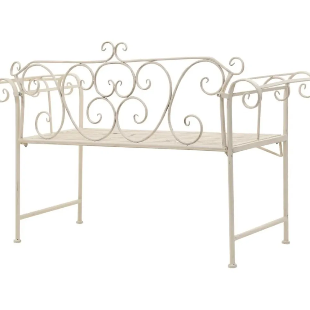 Best FinePRICE Puutarhapenkki 132 cm metalli antiikinvalkoinen