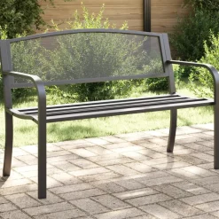 Sale FinePRICE Puutarhapenkki 119 cm musta teräs (02827)