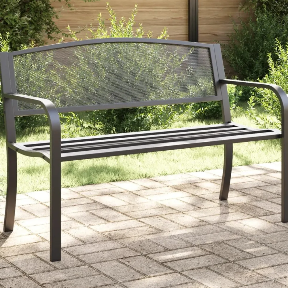 Sale FinePRICE Puutarhapenkki 119 cm musta teräs (02827)