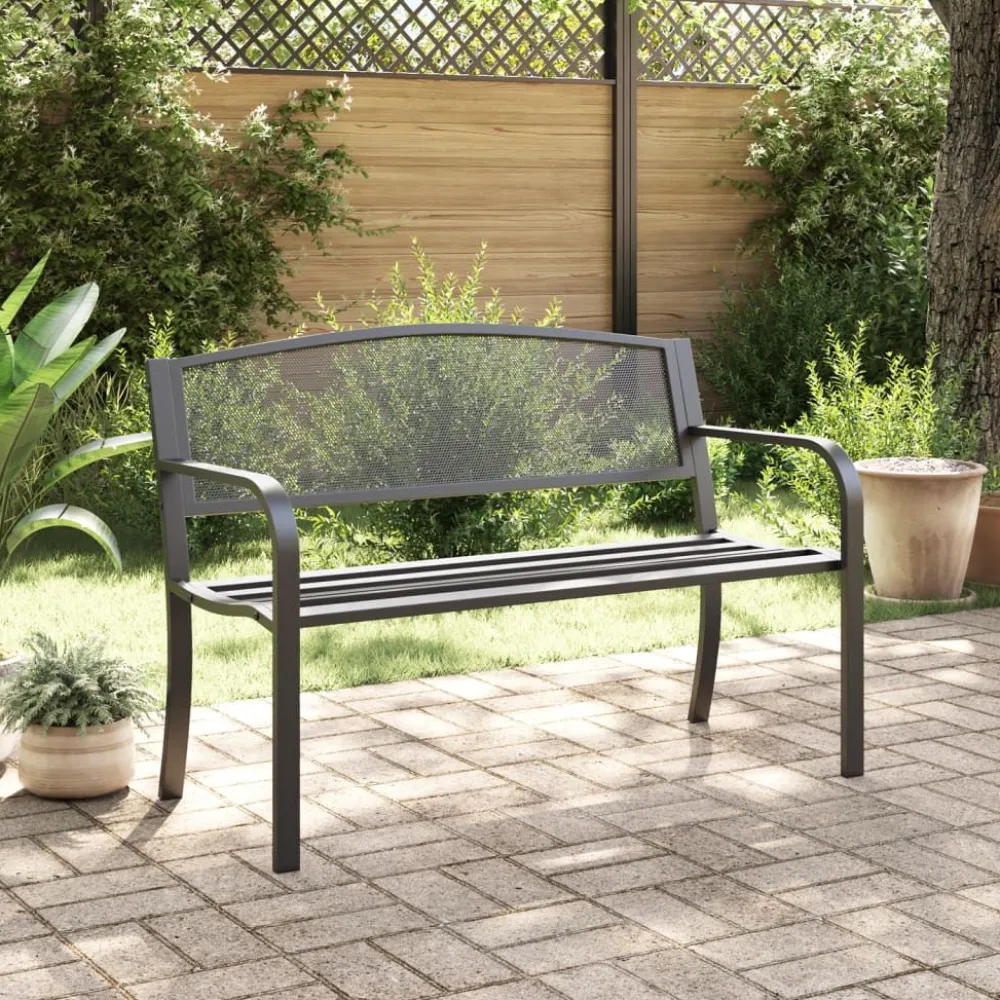 Sale FinePRICE Puutarhapenkki 119 cm musta teräs (02827)