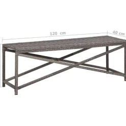 Clearance FinePRICE Puutarhapenkki 120 cm polyrottinki harmaa