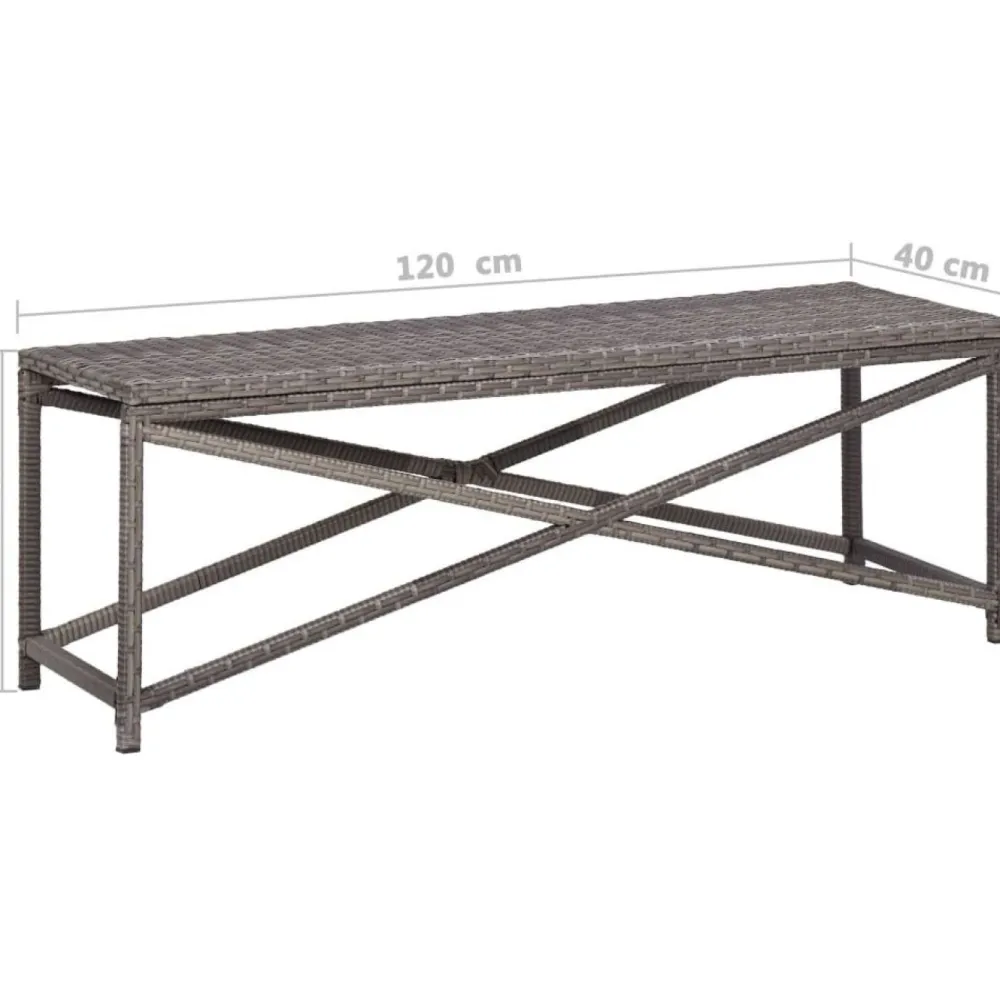 Clearance FinePRICE Puutarhapenkki 120 cm polyrottinki harmaa