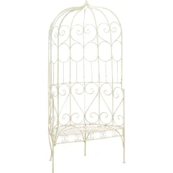 New FinePRICE Puutarhapenkki 95 cm rauta antiikinvalkoinen