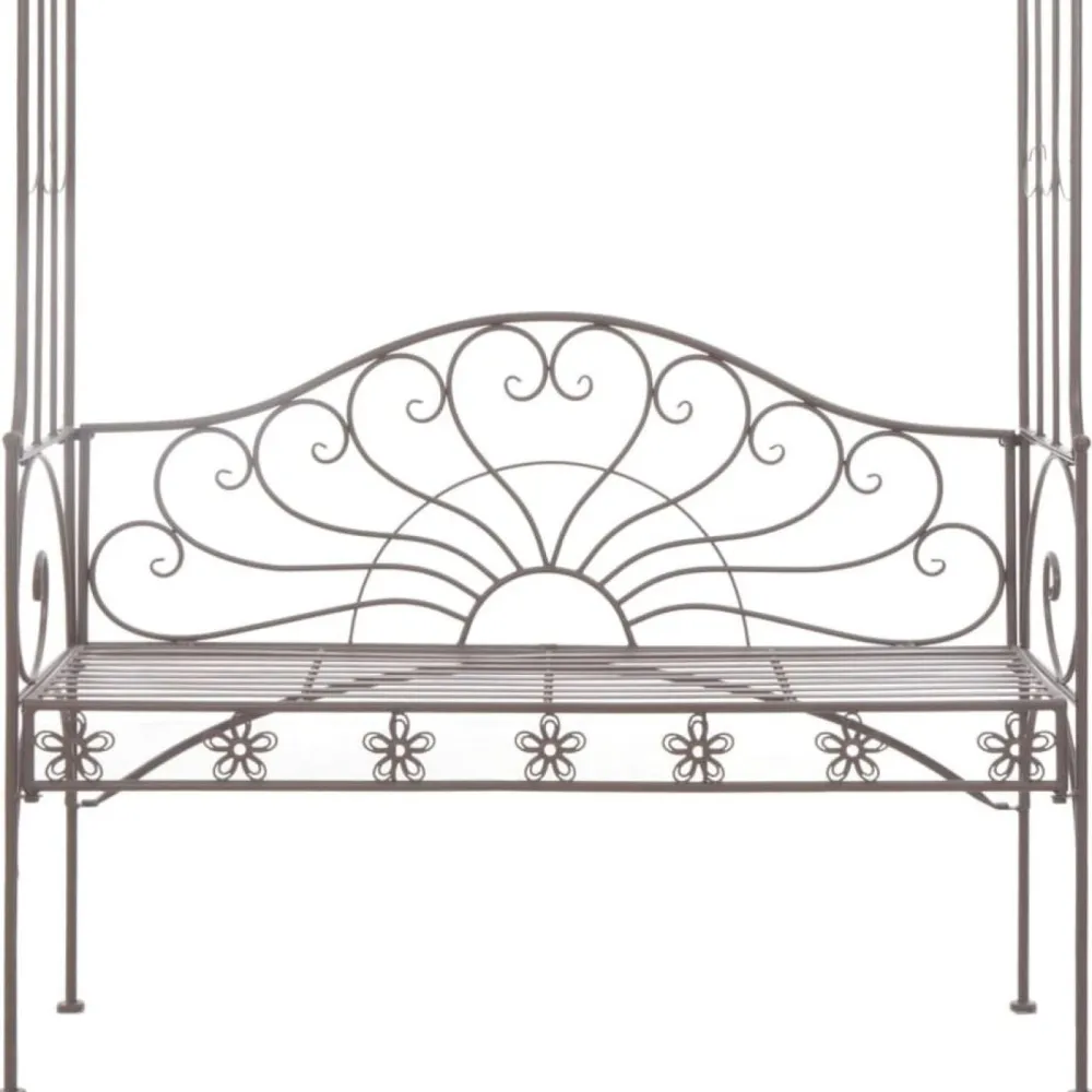 New FinePRICE Puutarhapenkki 122 cm rauta antiikinruskea