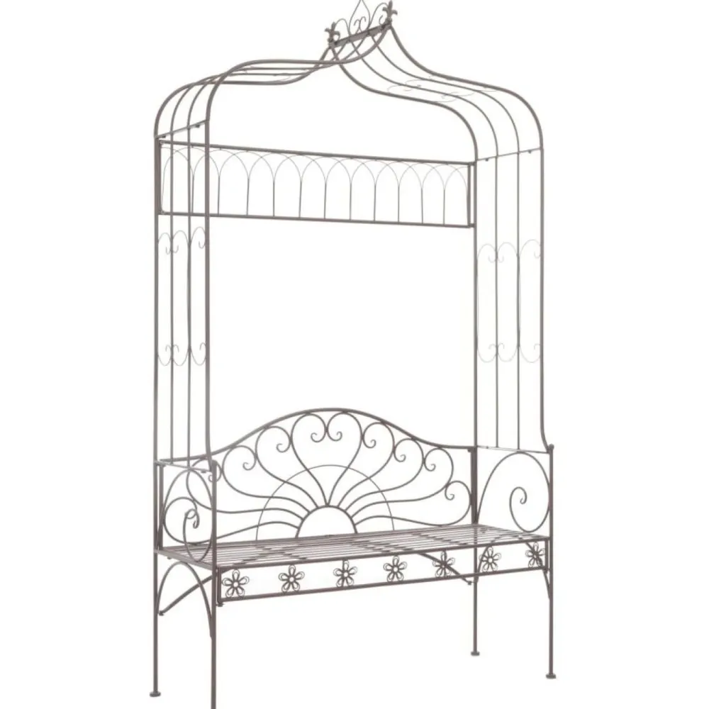 New FinePRICE Puutarhapenkki 122 cm rauta antiikinruskea
