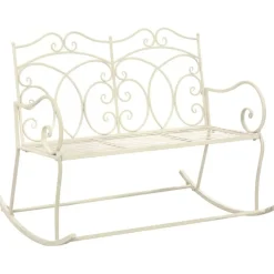New FinePRICE Puutarhapenkki 104 cm rauta antiikinvalkoinen