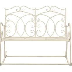 New FinePRICE Puutarhapenkki 104 cm rauta antiikinvalkoinen