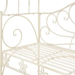 Sale FinePRICE Puutarhapenkki 122 cm rauta antiikinvalkoinen