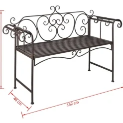 Outlet FinePRICE Puutarhapenkki 132 cm teräs antiikinruskea