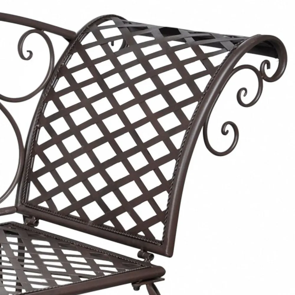 New FinePRICE Puutarhapenkki 128 cm teräs antiikinruskea
