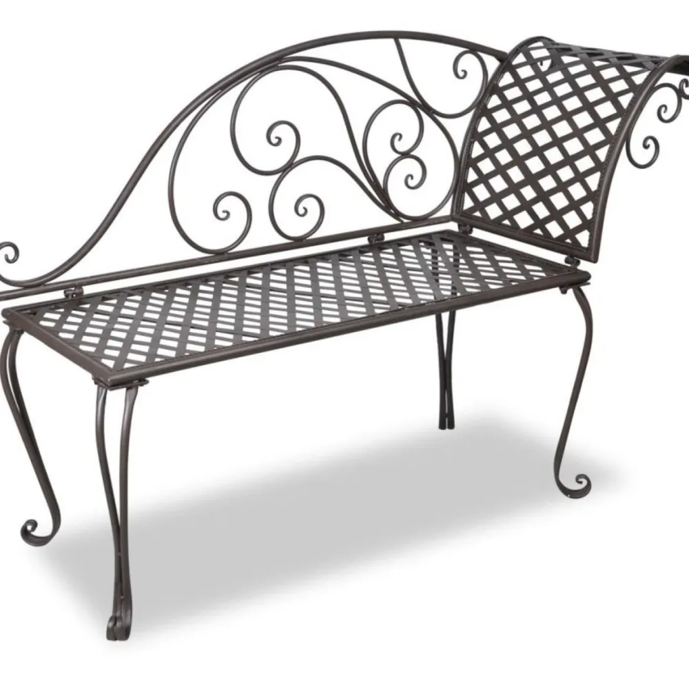 New FinePRICE Puutarhapenkki 128 cm teräs antiikinruskea