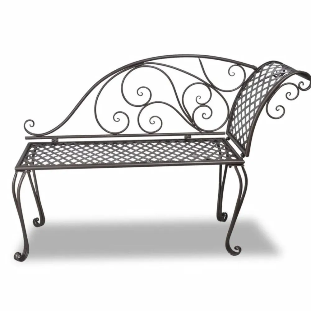 New FinePRICE Puutarhapenkki 128 cm teräs antiikinruskea