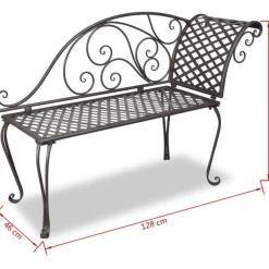 New FinePRICE Puutarhapenkki 128 cm teräs antiikinruskea