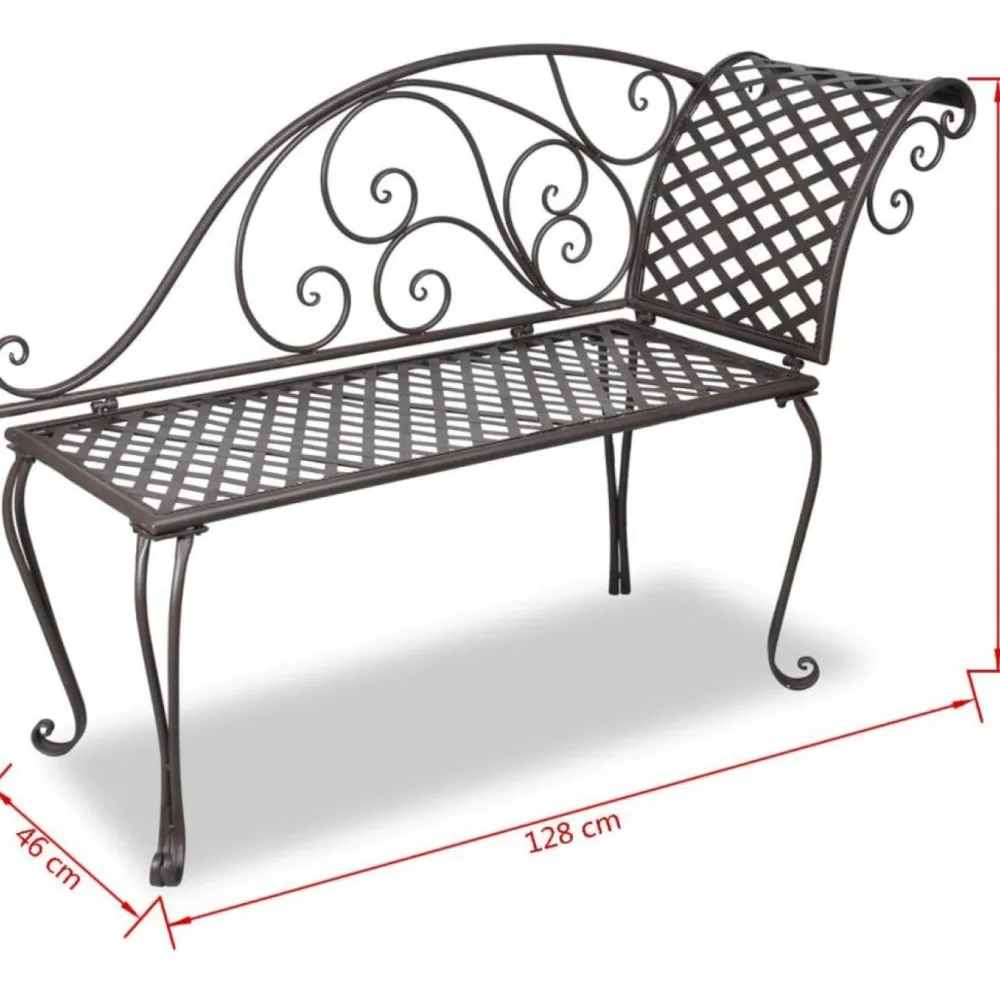 New FinePRICE Puutarhapenkki 128 cm teräs antiikinruskea