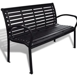 Sale FinePRICE Puutarhapenkki 125 cm teräs ja puukomposiitti musta