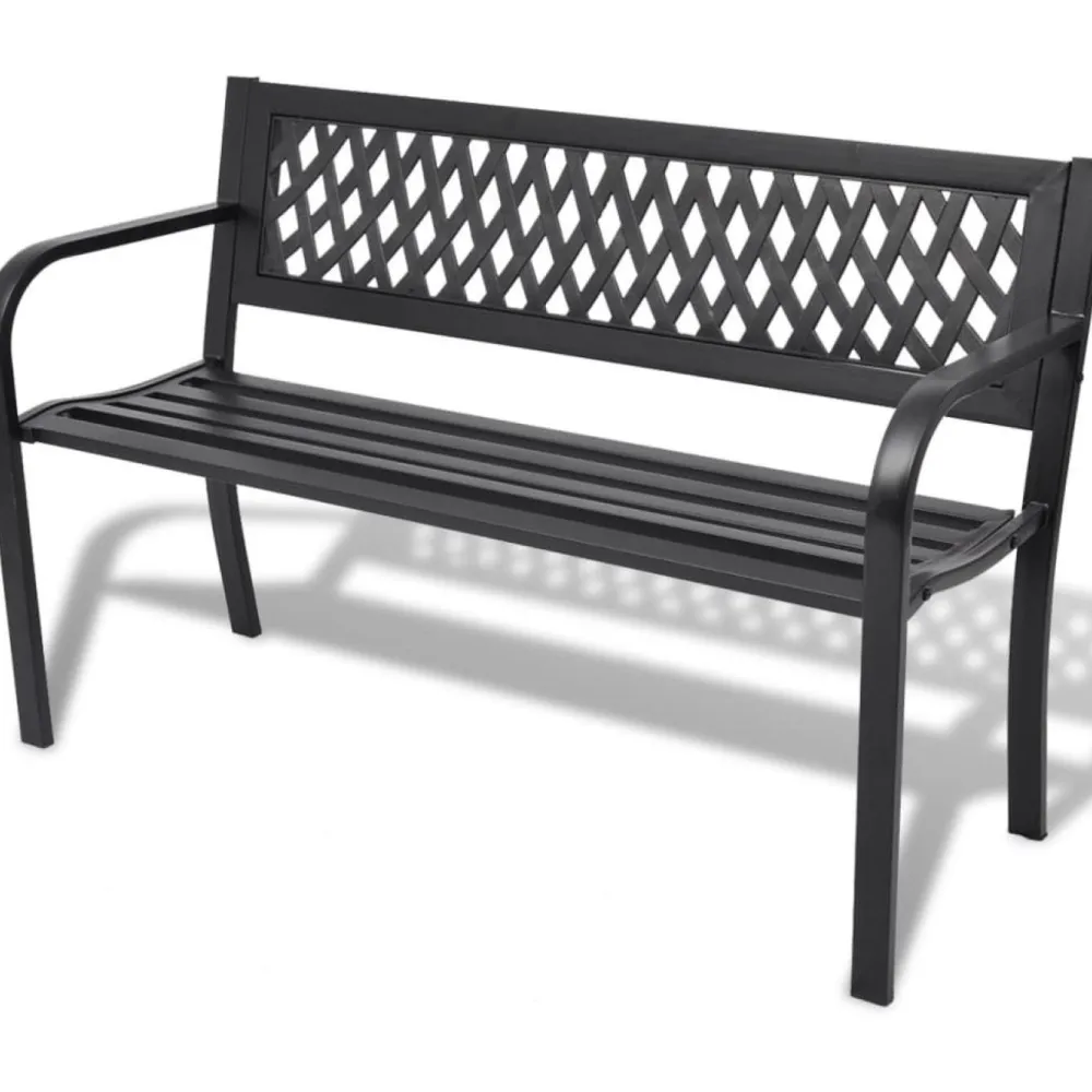 Sale FinePRICE Puutarhapenkki 118 cm teräs musta