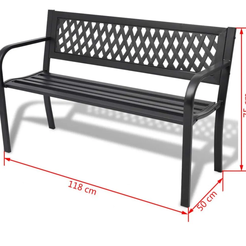 Sale FinePRICE Puutarhapenkki 118 cm teräs musta