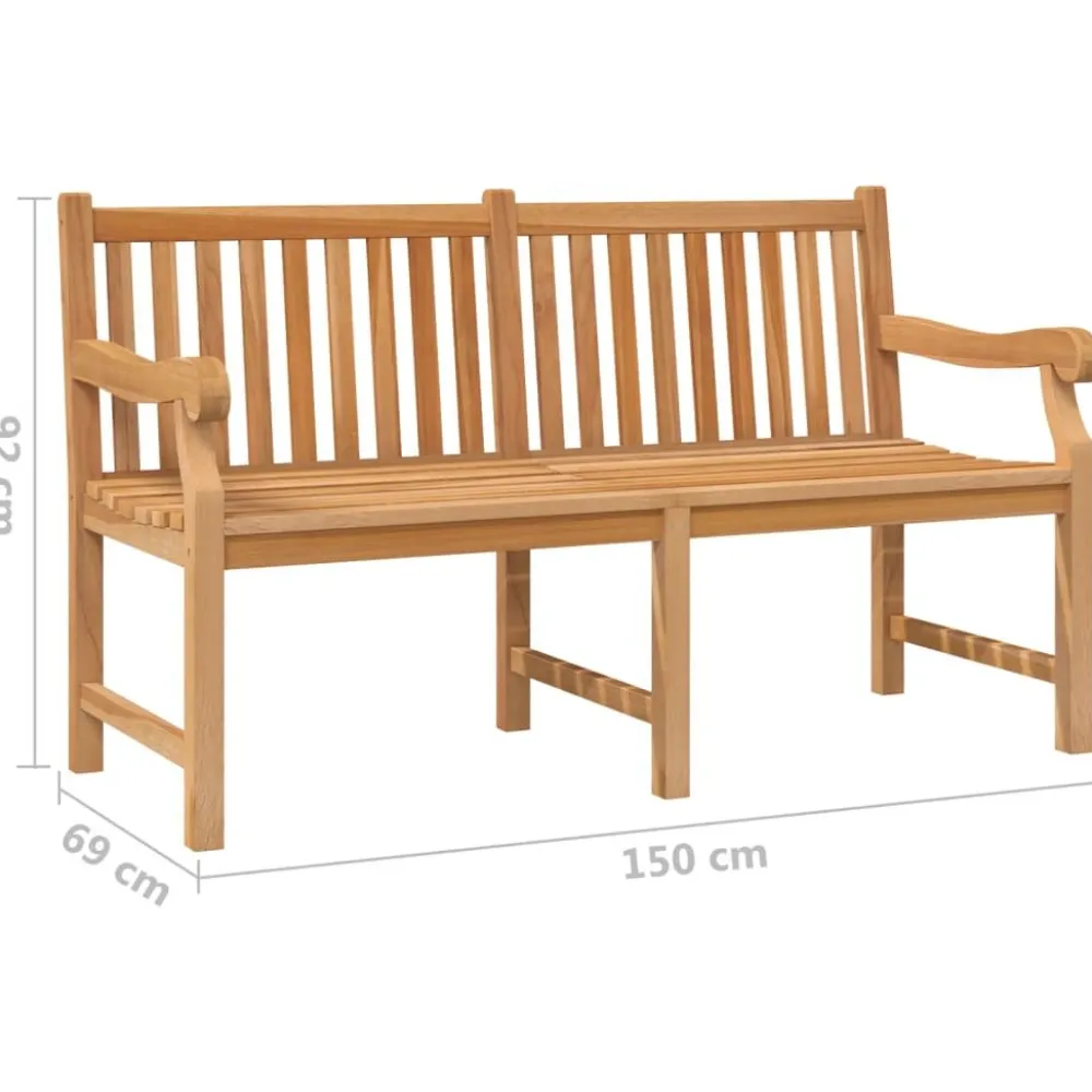 New FinePRICE Puutarhapenkki 150 cm, tiikki, ruskea