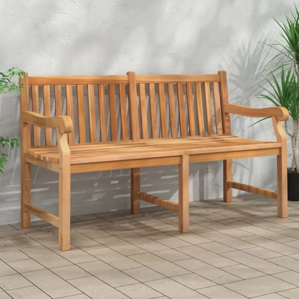 New FinePRICE Puutarhapenkki 150 cm, tiikki, ruskea