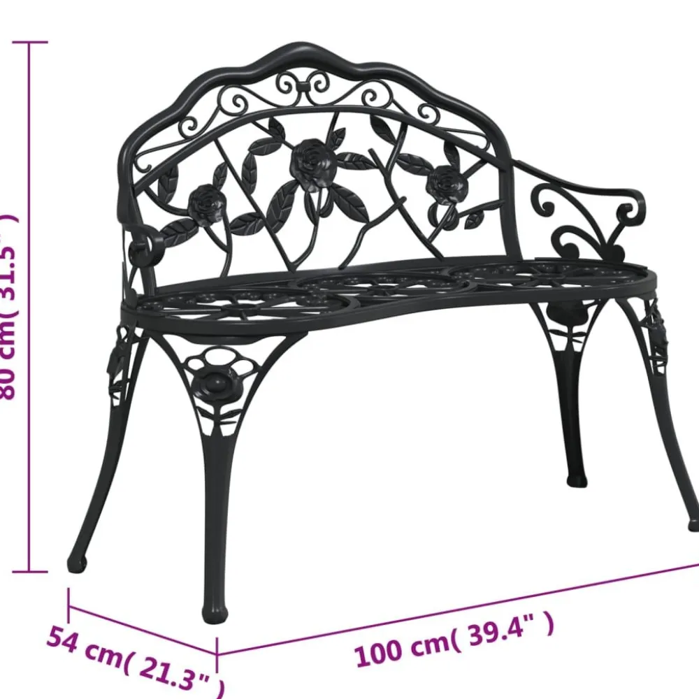 Clearance FinePRICE Puutarhapenkki 100 cm valualumiini musta (17740)