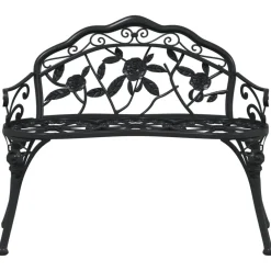 Clearance FinePRICE Puutarhapenkki 100 cm valualumiini musta (17740)