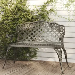 Online FinePRICE Puutarhapenkki 108 cm valualumiini vihreä