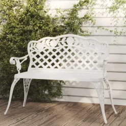 Online FinePRICE Puutarhapenkki 108 cm valualumiini vihreä