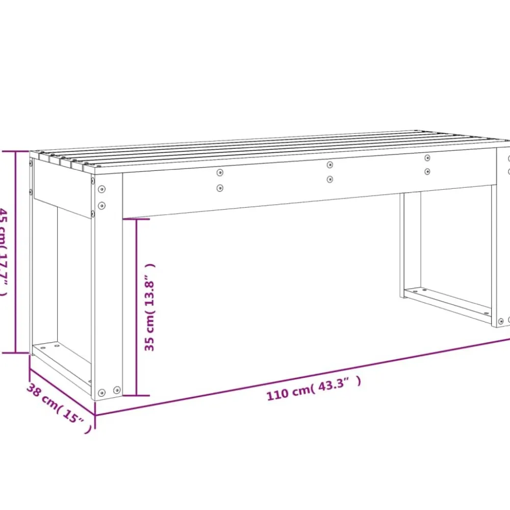 Hot FinePRICE Puutarhapenkki harmaa 110x38x45 cm, mänty