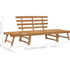 Clearance FinePRICE Puutarhapenkki 2-in-1 190 cm, akaasiapuu Ruskea