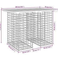 Outlet FinePRICE Puutarhapenkki kivikorilla 100x70x72 cm, douglaskuusi